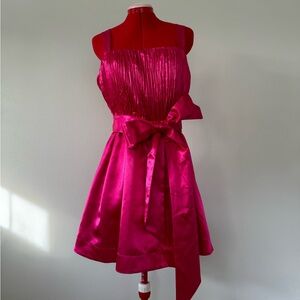 NWT Maeve Vibrant Pink Pleated Dress with Bow